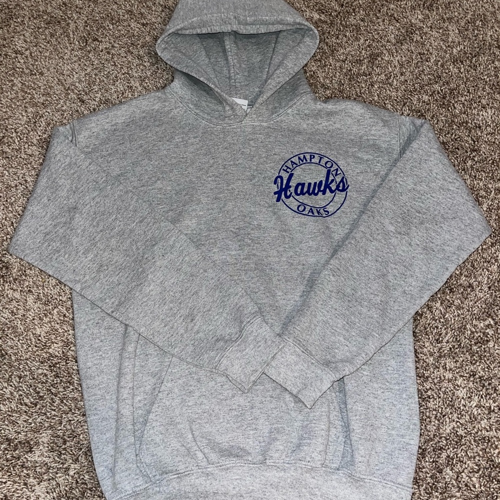 brand: Gildan, size: large youth, color: grey